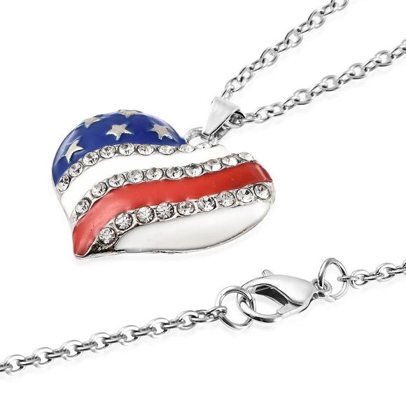 National Flag of America Theme Heart Pendant - Picture 4 of 6